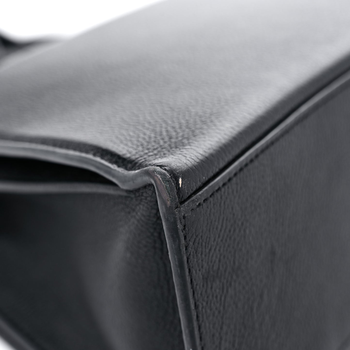 Grained Calfskin Medium Hourglass Top Handle Bag Black