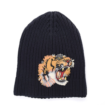 Gucci Wool Embroidered Tiger Knit Beanie Hat M Black 1 of 5