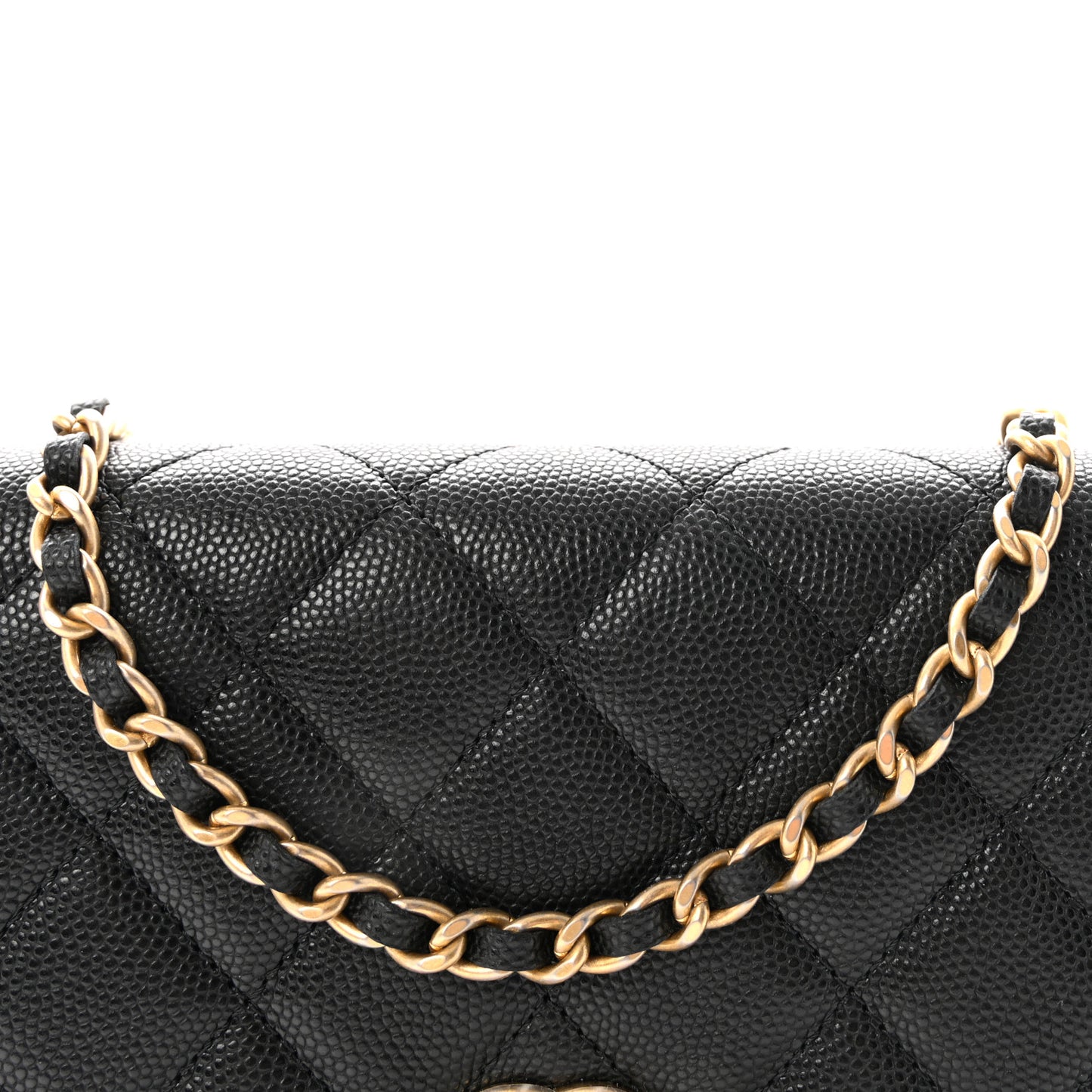 Caviar Quilted Medallion Wallet on Chain WOC Black