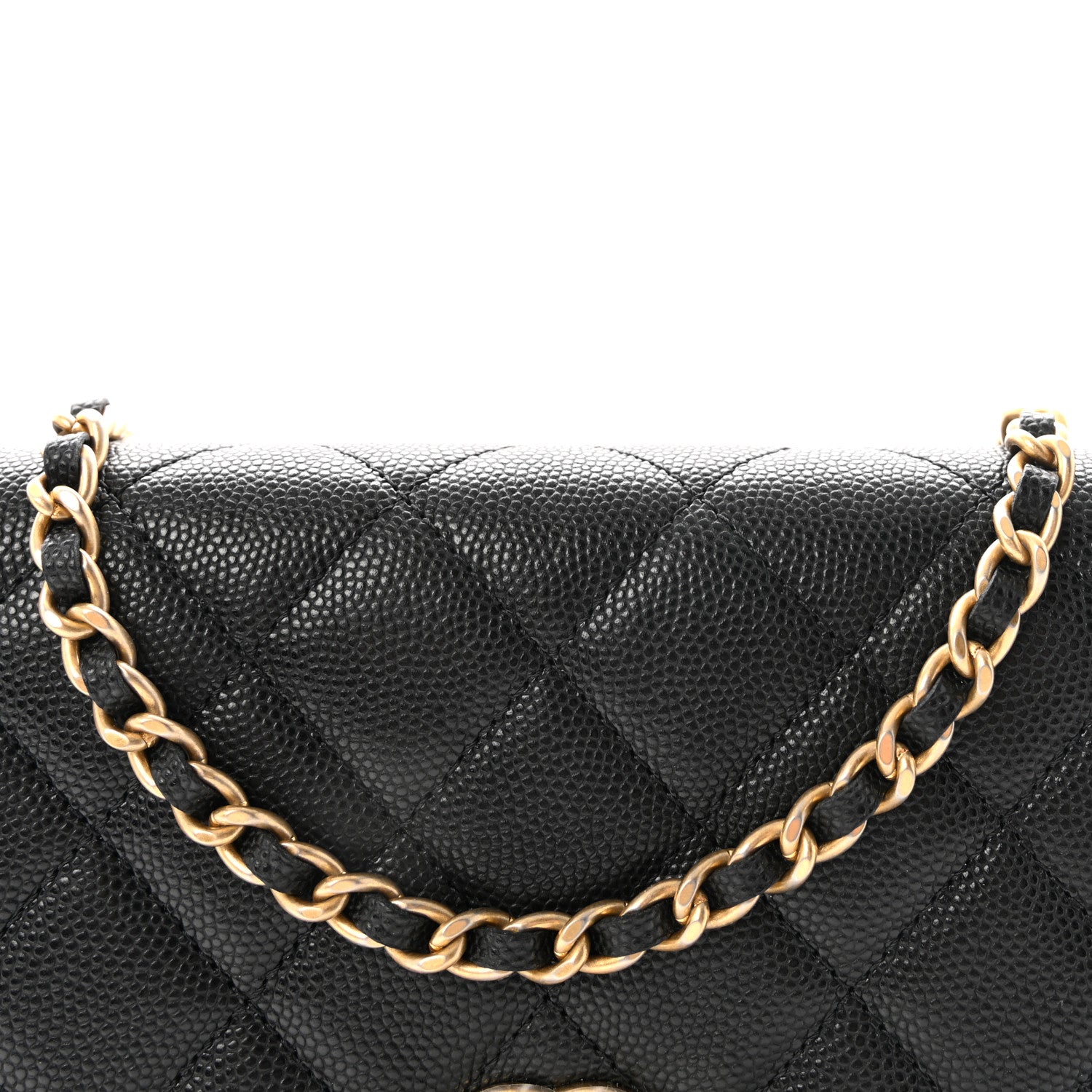 Chanel Caviar Quilted Medallion Wallet on Chain WOC Black 9 of 12