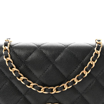 Chanel Caviar Quilted Medallion Wallet on Chain WOC Black 9 of 12