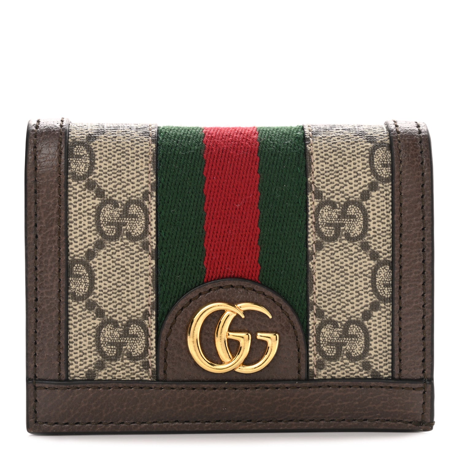 Gucci GG Supreme Monogram Web Ophidia Card Case Beige New Acero 1 of 8