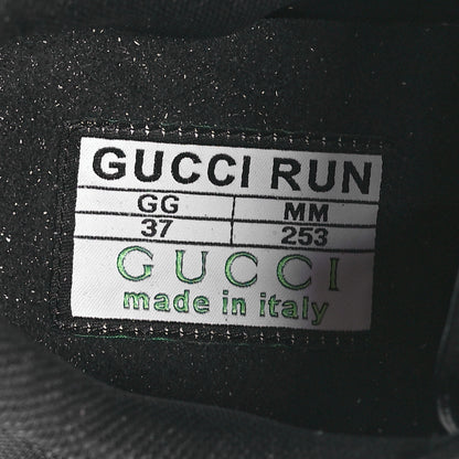 Gucci Tela Retino Mesh Crystal Suede GG Monogram Womens Gucci Run Sneakers 37 Black Silver 7 of 9