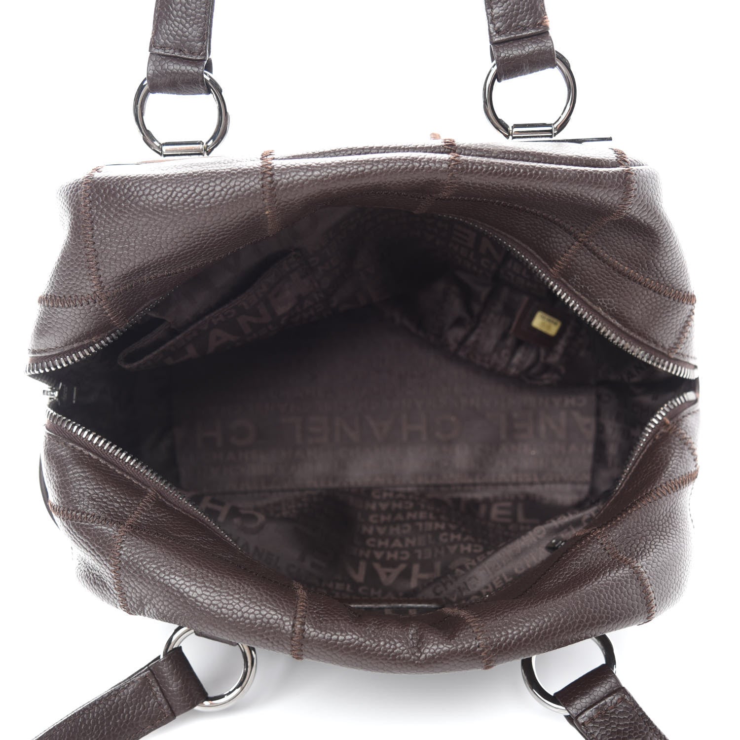 Chanel Caviar Square Stitched Bowler Dark Brown 5 of 11