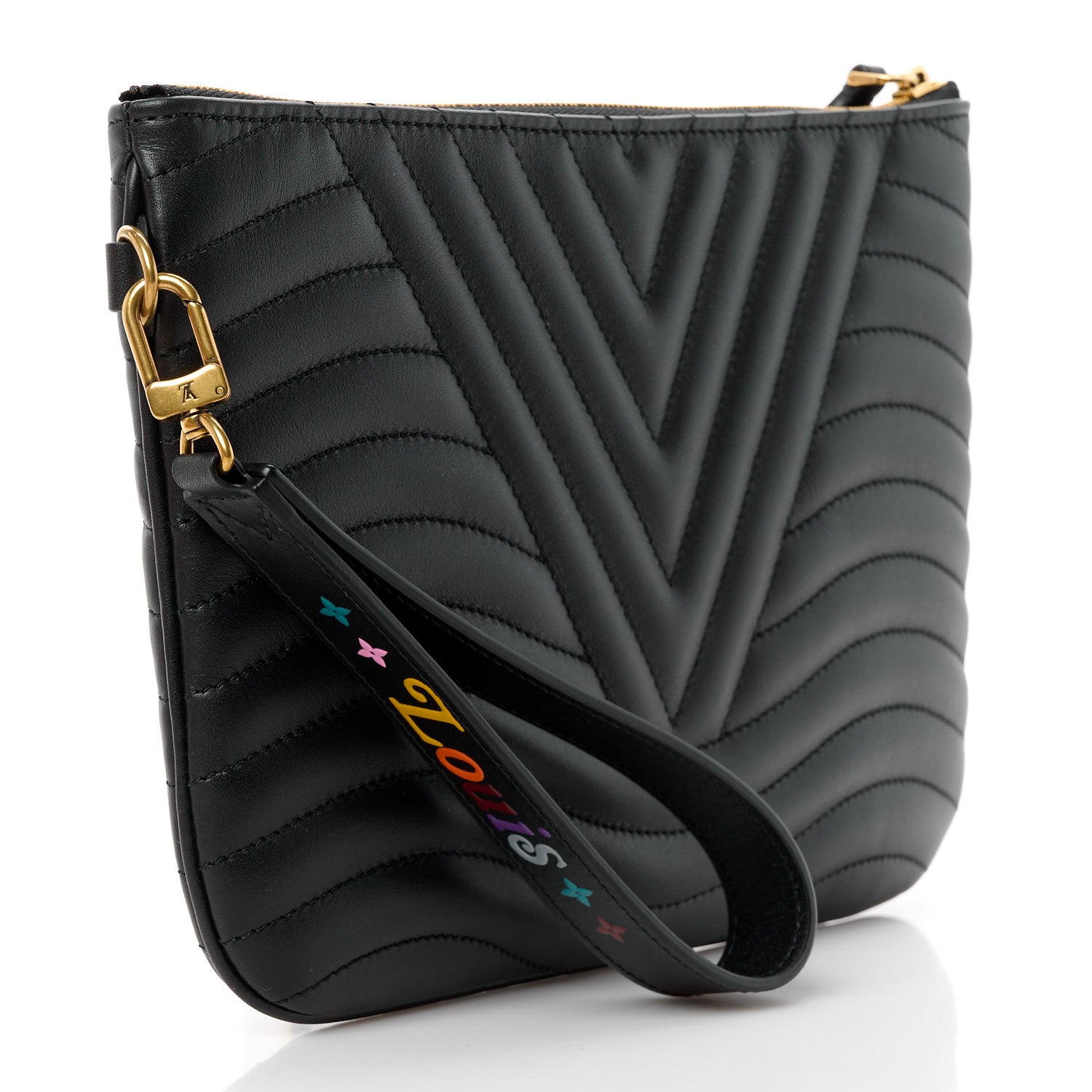 Louis Vuitton Calfskin New Wave Zipped Pochette Black 4 of 12