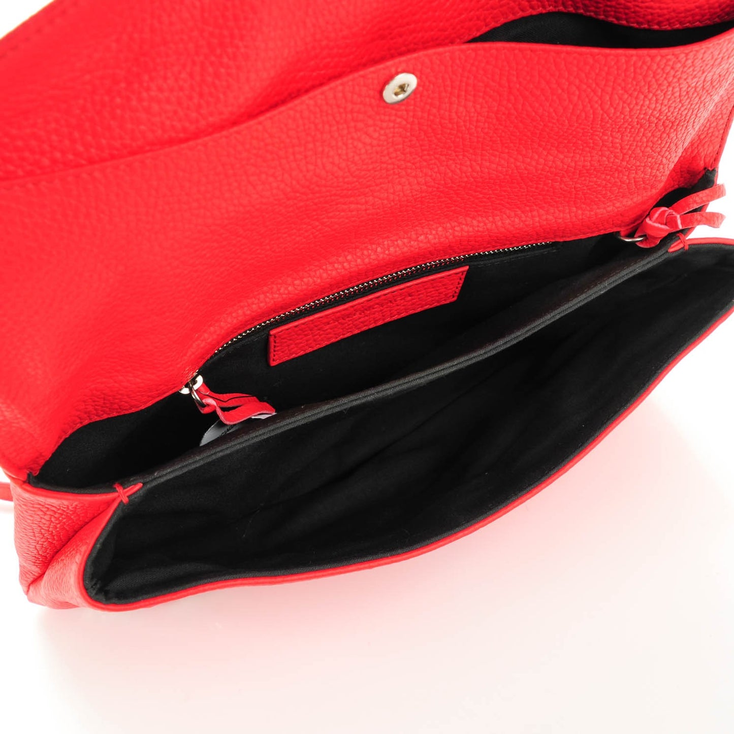 Vibrato Calfskin Classic Silver Hardware Envelope Clutch Rouge Cerise