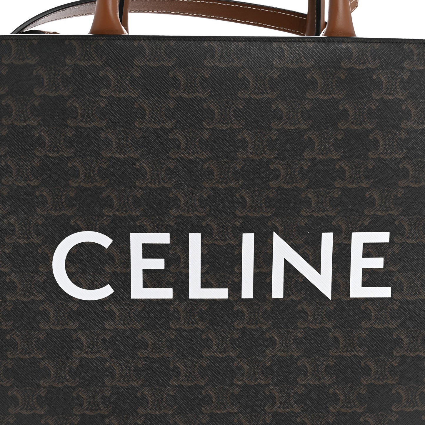 Triomphe Canvas Calfskin Small Vertical Cabas Tan
