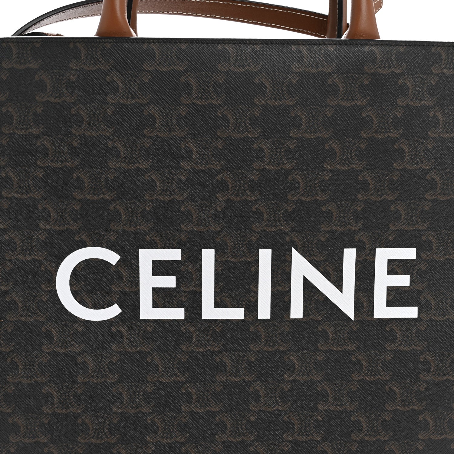 Celine Triomphe Canvas Calfskin Small Vertical Cabas Tan 6 of 11