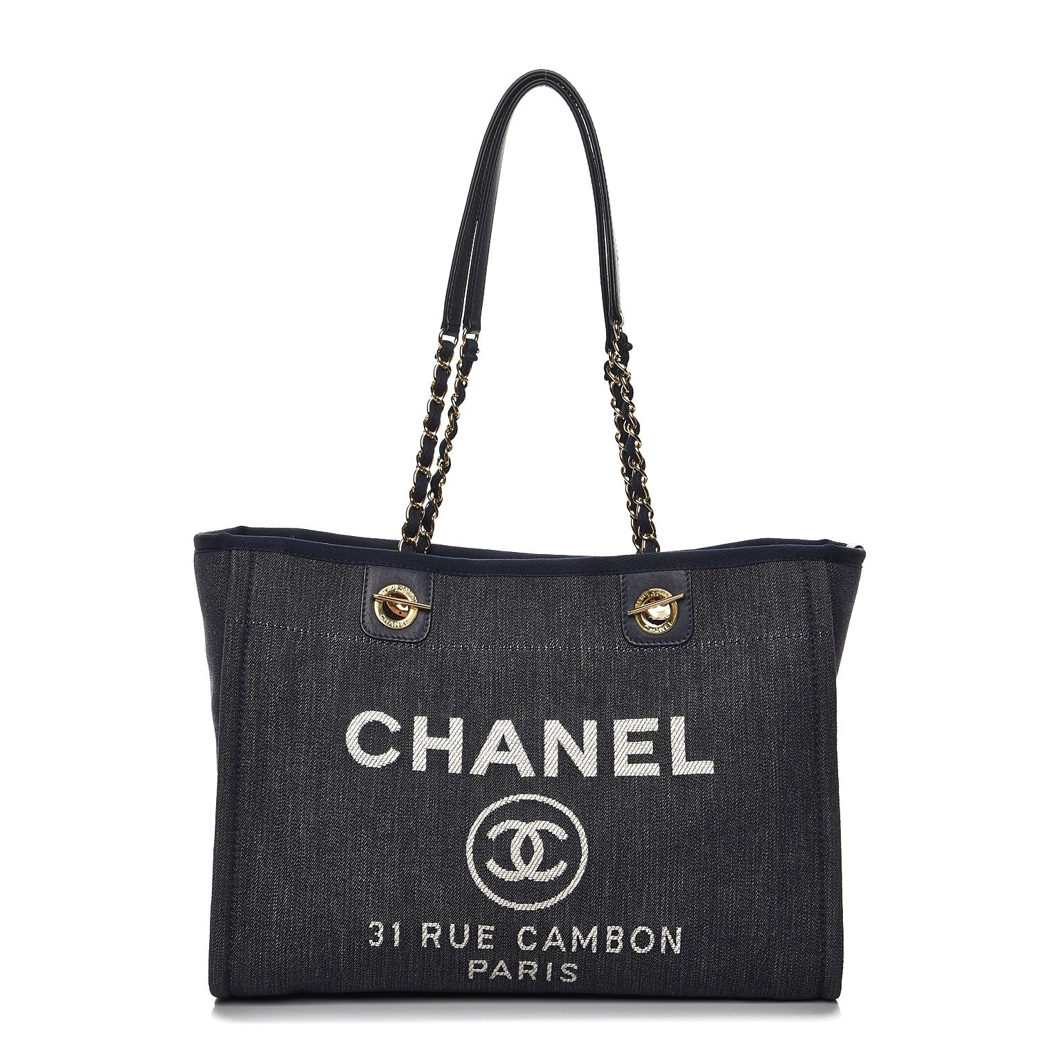 Chanel Canvas Small Deauville Tote Dark Blue 1 of 14