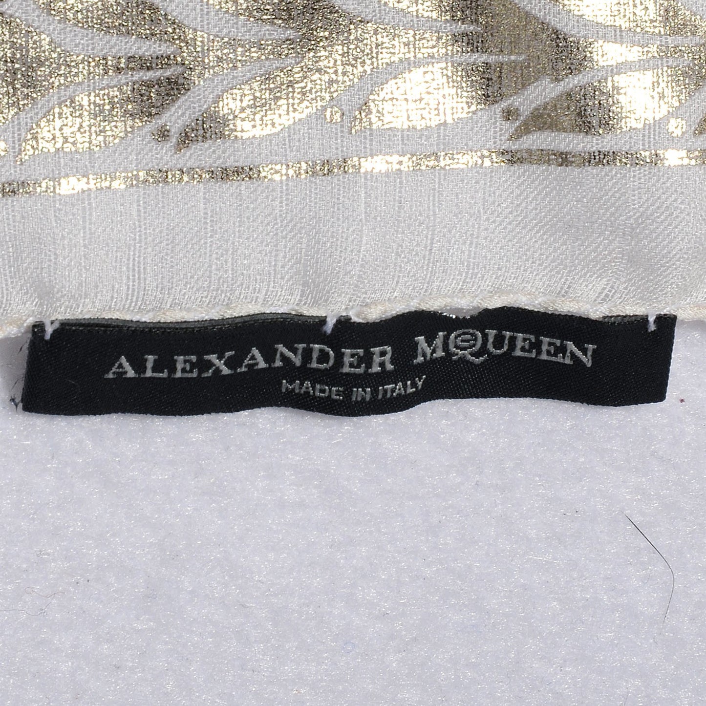 Silk Chiffon Skull Snake Scarf White Silver