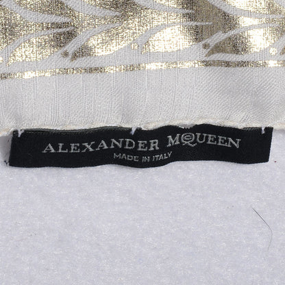 Alexander McQueen Silk Chiffon Skull Snake Scarf White Silver 5 of 6