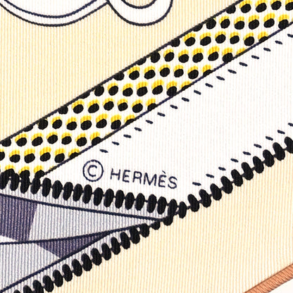 Hermes Silk Confort En Automobile Scarf 70 Creme White Black 4 of 5