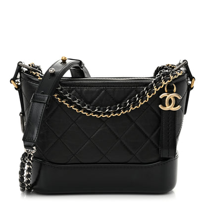 Chanel Aged Calfskin Quilted Small Gabrielle Hobo Black 1 of 11