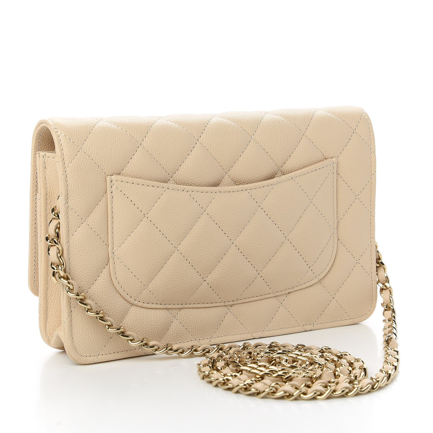 Chanel Caviar Quilted Coco Candy Wallet On Chain WOC Beige 3 of 11