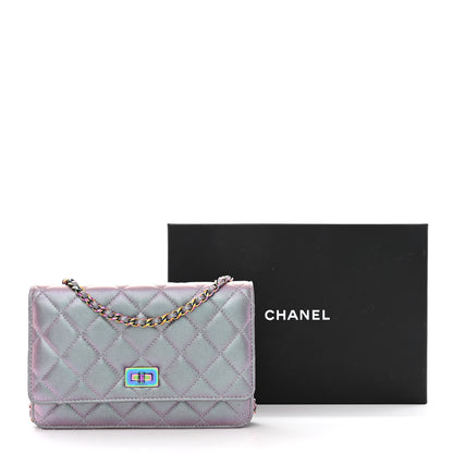 Chanel Iridescent Lambskin Quilted Reissue Wallet On Chain WOC Light Purple 12 of 12