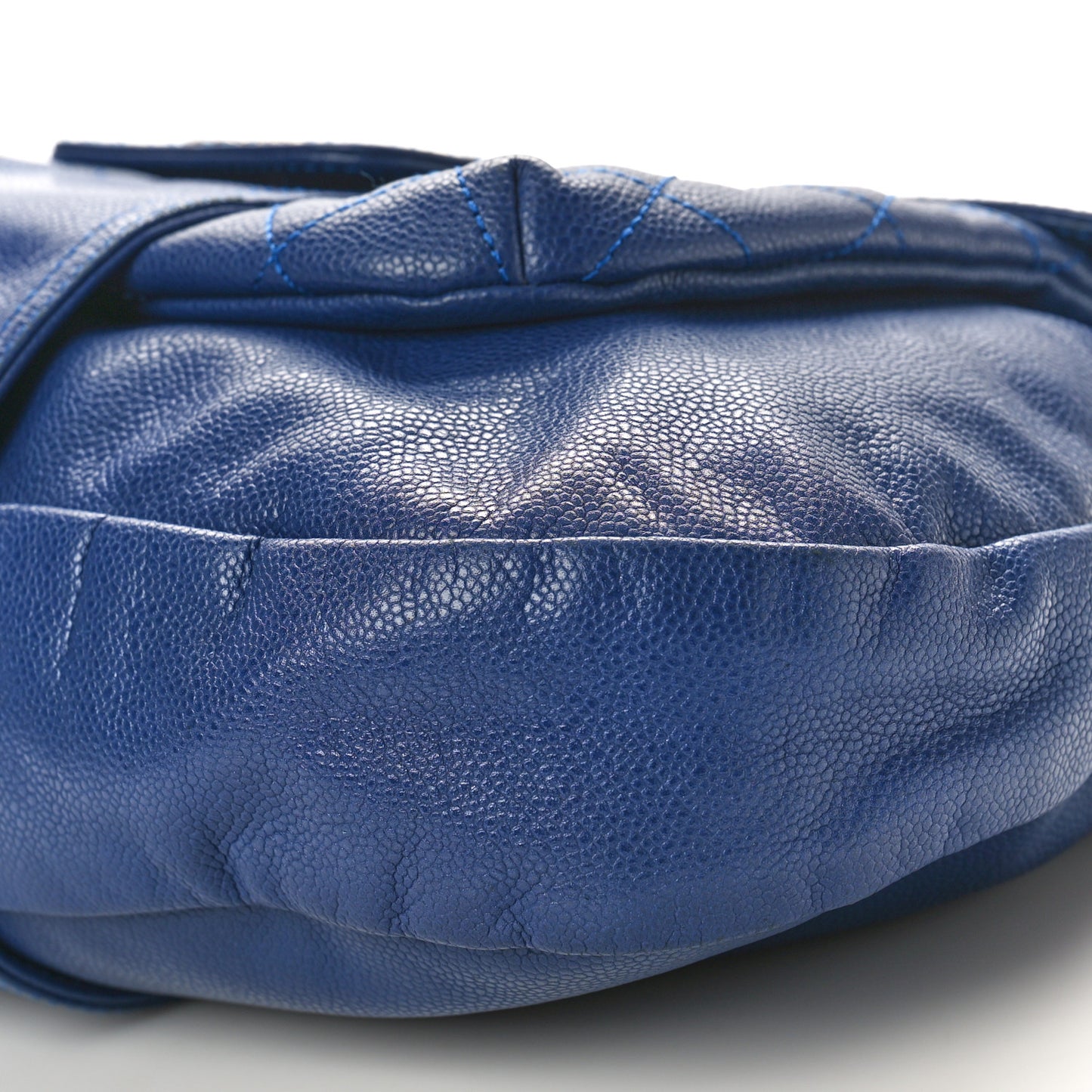 Glazed Caviar Coco Rider Flap Hobo Navy Blue