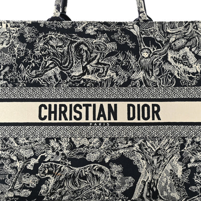 Christian Dior Canvas Embroidered Large Dioriviera Toile De Jouy Reverse Book Tote Blue 9 of 13