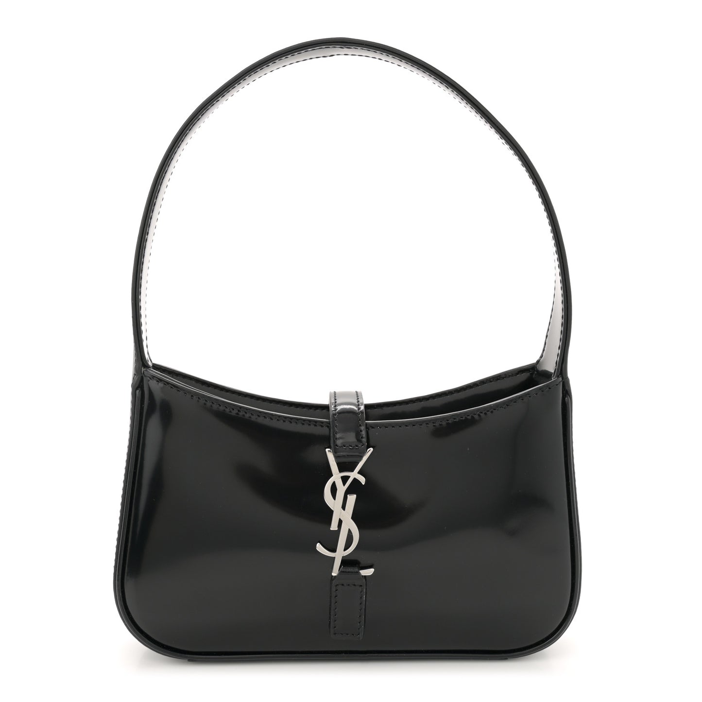 Patent Calfskin Le 5 A 7 Mini Hobo Black