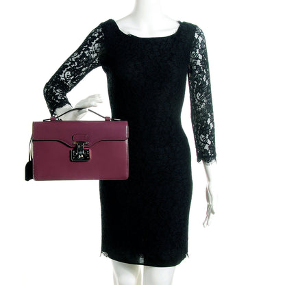 Gucci Regent Calfskin Small Lady Lock Briefcase Clutch Red Orchid 2 of 9