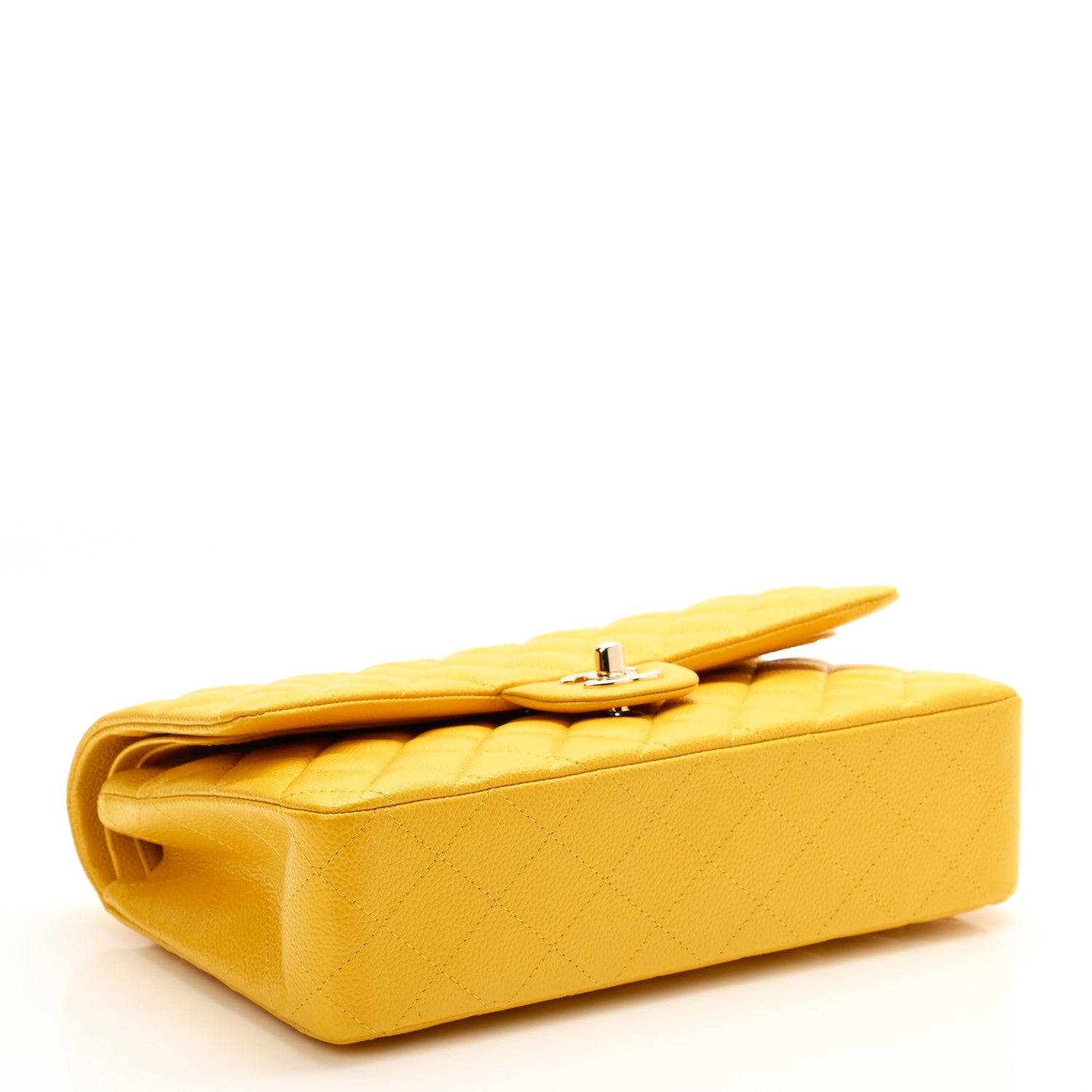 Chanel Caviar Quilted Medium Double Flap Yellow 4 of 11