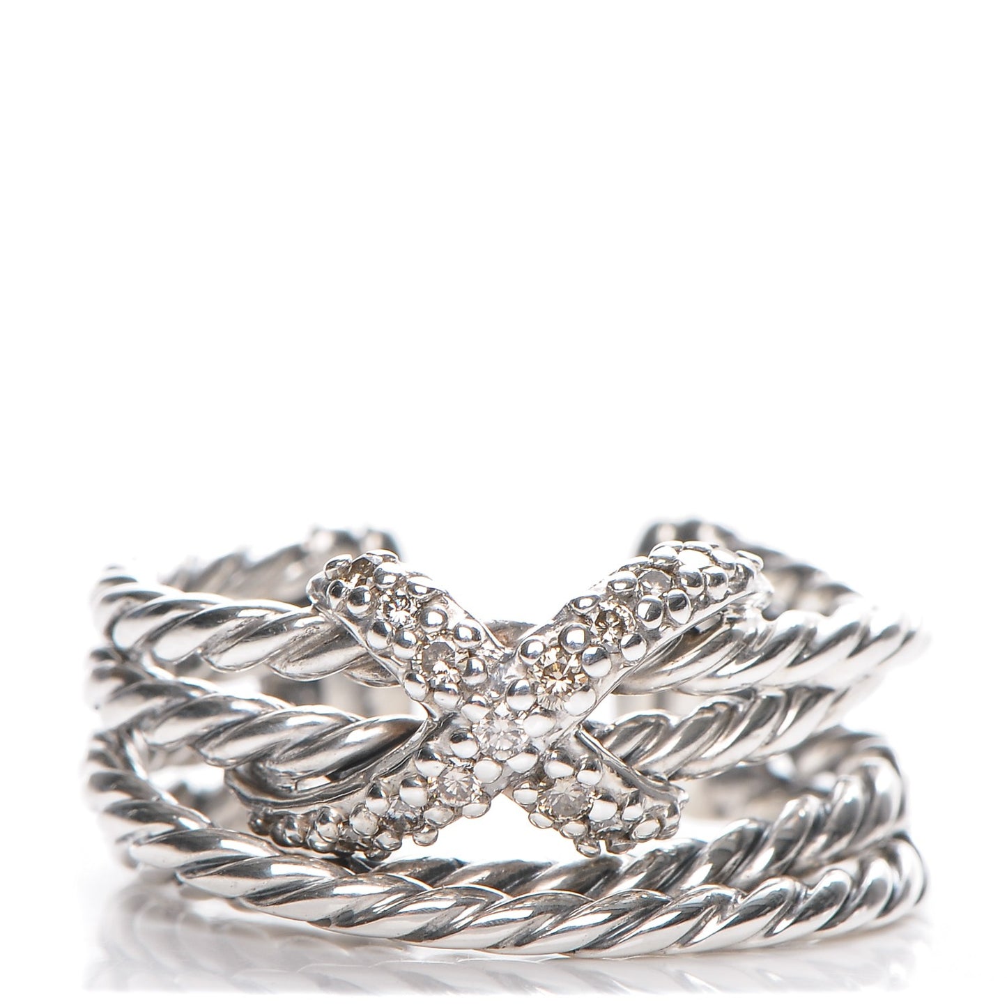 Sterling Silver Diamond 10mm X Crossover Ring 51.5 6