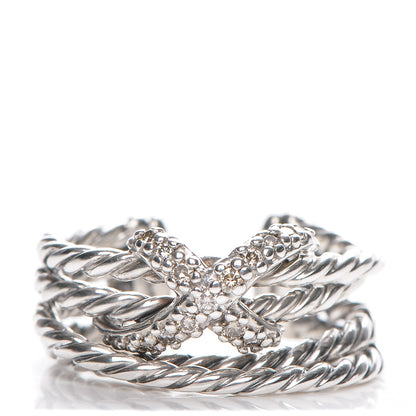 David Yurman Sterling Silver Diamond 10mm X Crossover Ring 51.5 6 1 of 4