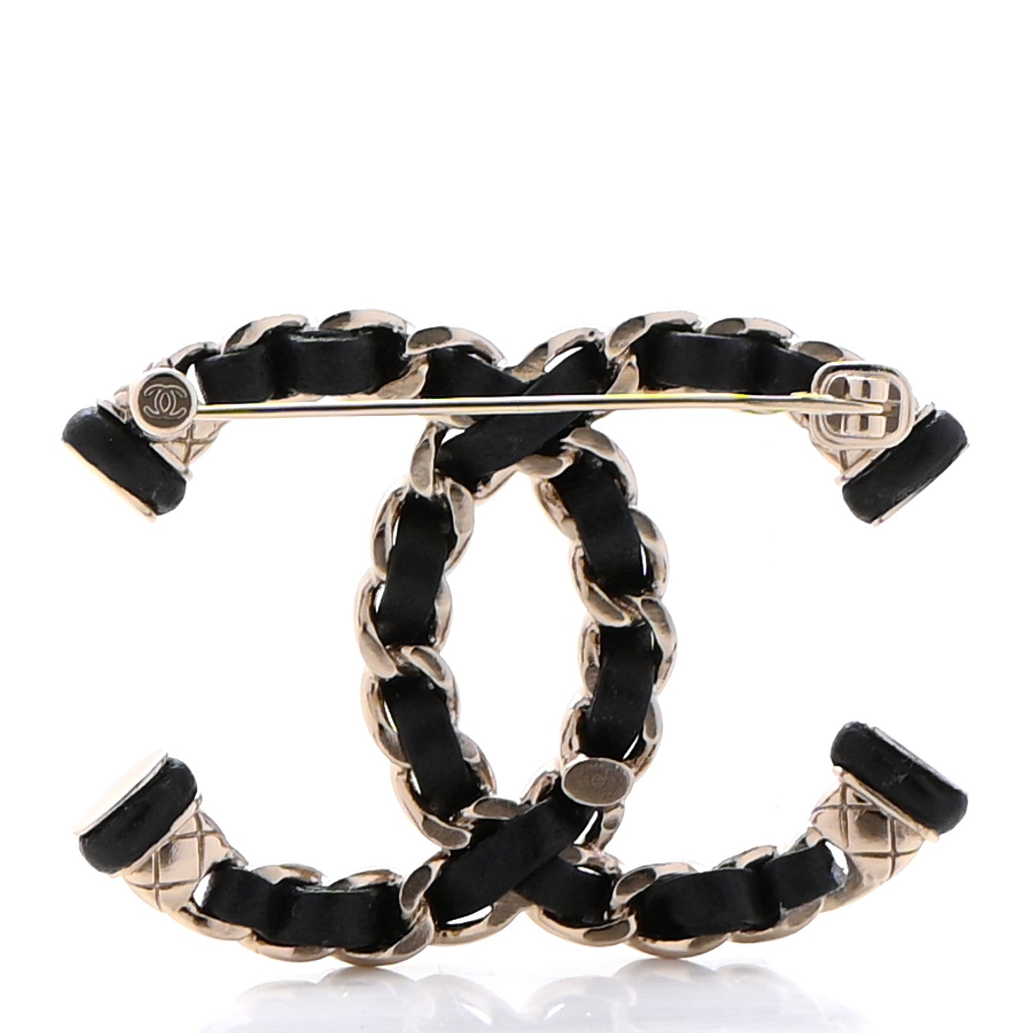 Chanel Lambskin Chain CC Brooch Black Gold 3 of 5