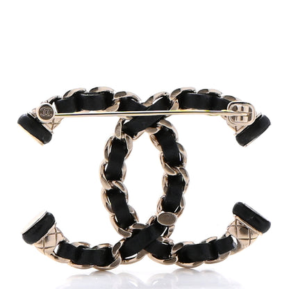 Chanel Lambskin Chain CC Brooch Black Gold 3 of 5