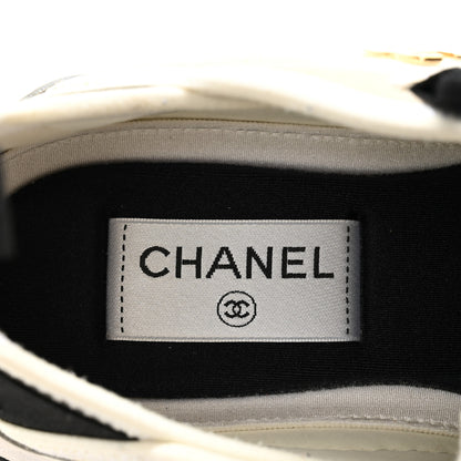 Chanel Fabric Suede Calfskin CC Sneakers 37 White Light Grey 7 of 9