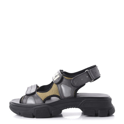 Gucci X SEGA Nappa Mesh Mens Aguru Sandals 9 Loess Black 1 of 9