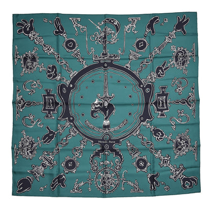 Hermes Silk Serio Ludere Scarf 90 Vert Black White 1 of 7