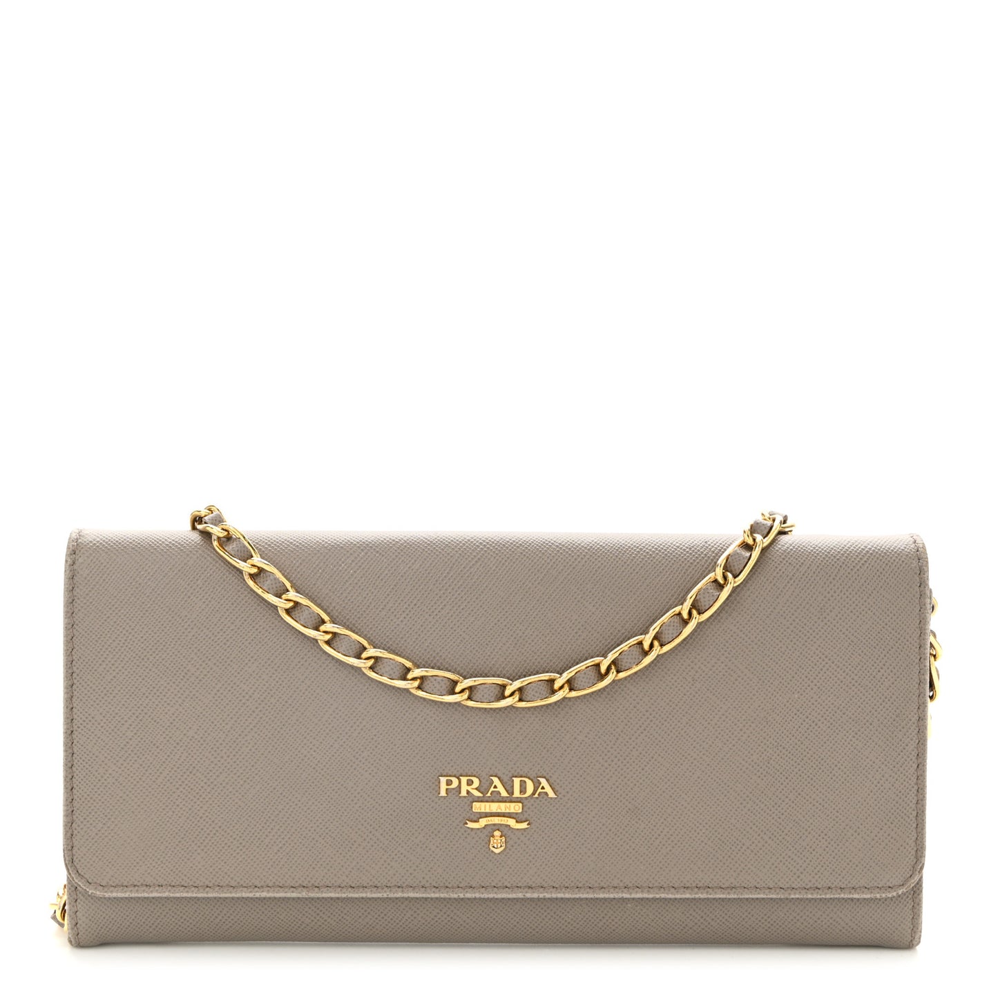 Saffiano Metal Oro Chain Wallet Argilla