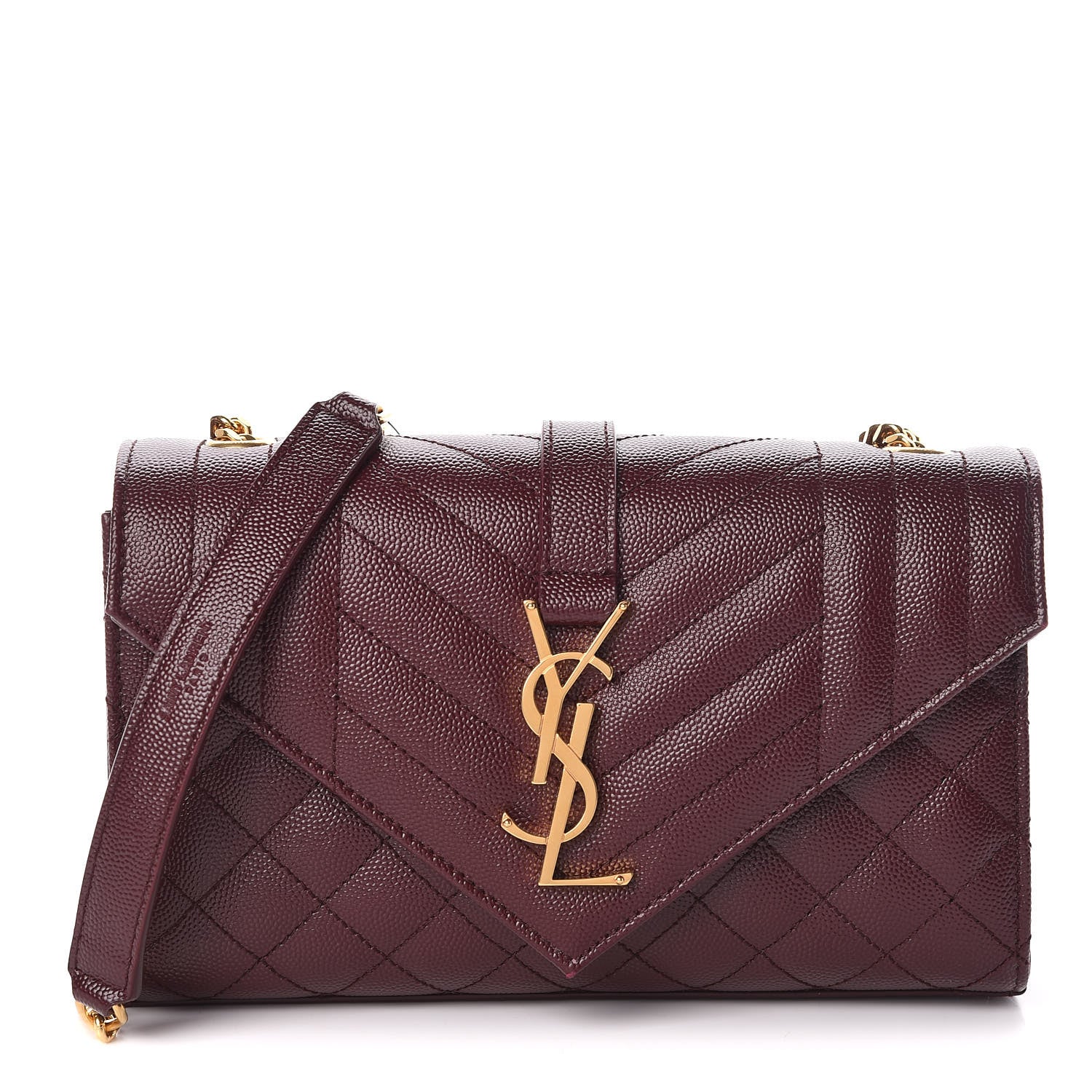 Saint Laurent Grain De Poudre Textured Mixed Matelasse Triquilt Small Monogram Satchel Burgundy 1 of 8