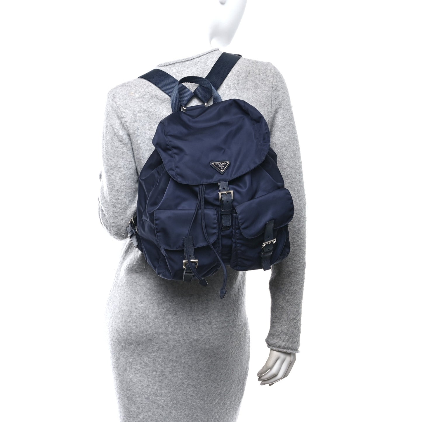 Tessuto Nylon Saffiano Vela Medium Backpack Baltico