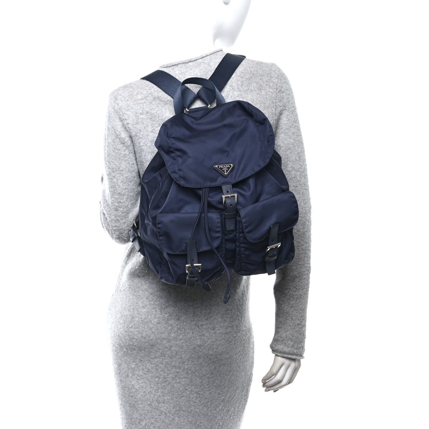 Prada Tessuto Nylon Saffiano Vela Medium Backpack Baltico 2 of 11