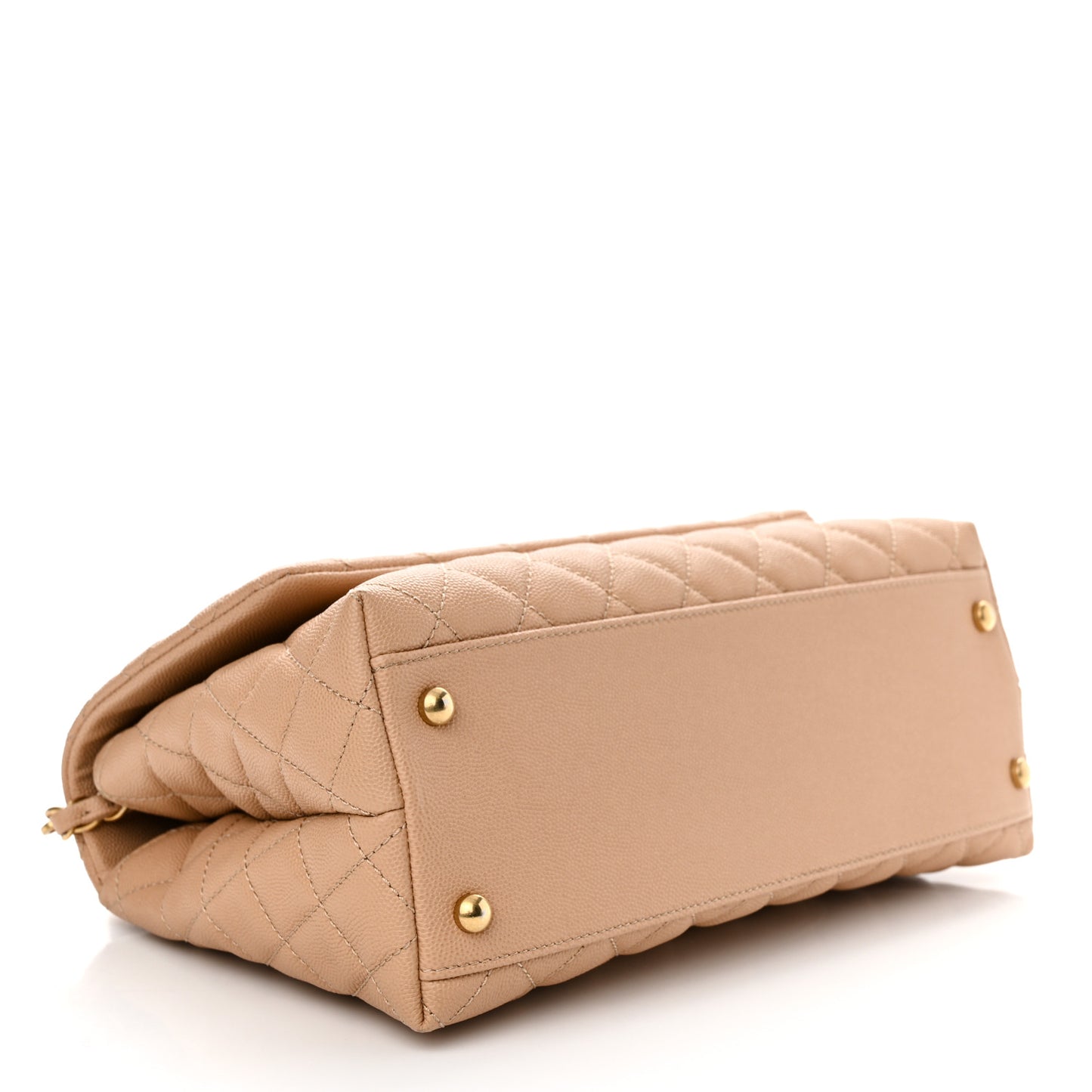 Caviar Lizard Quilted Small Coco Handle Flap Beige