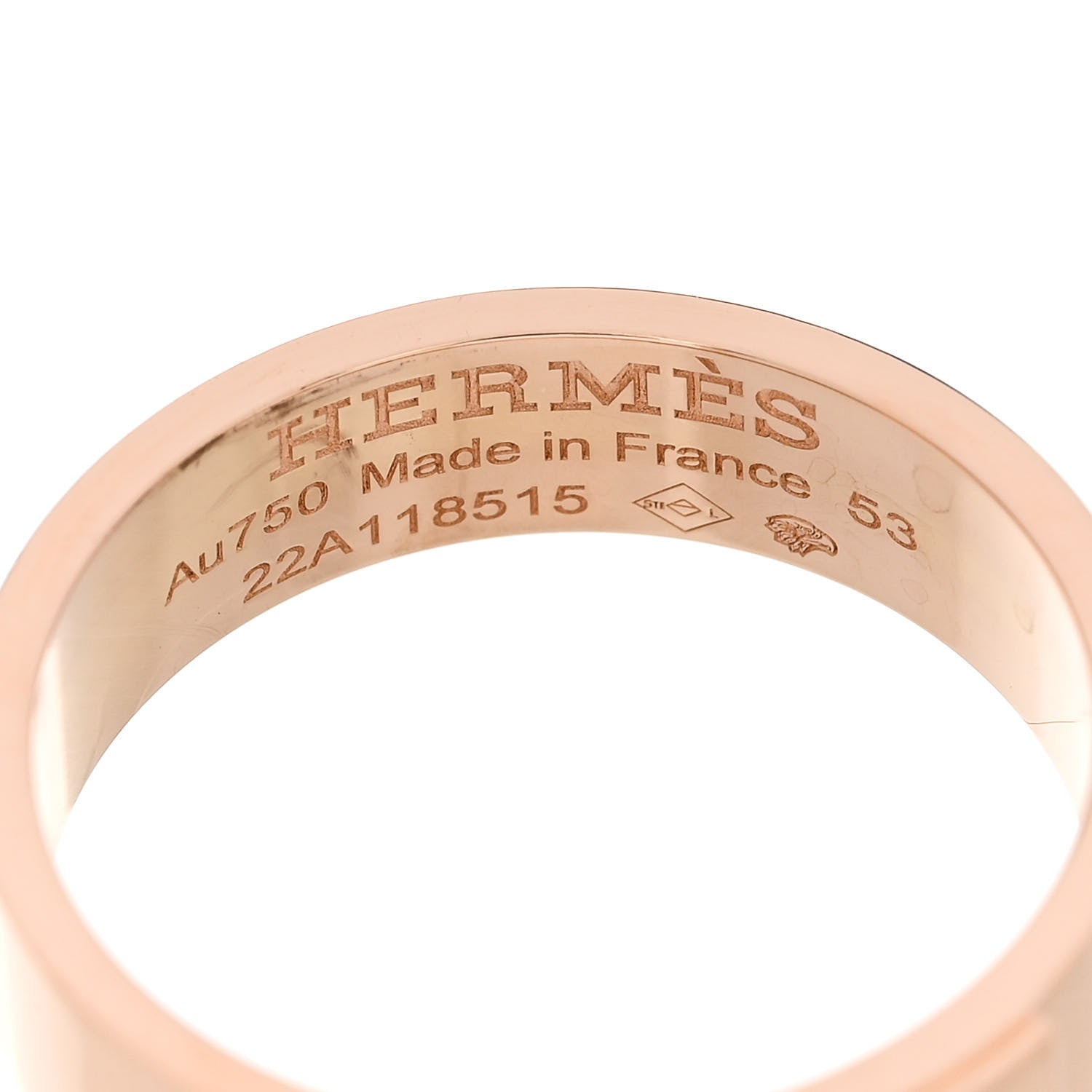 Hermes 18K Rose Gold Diamond PM Kelly Ring 53 6.5 4 of 5