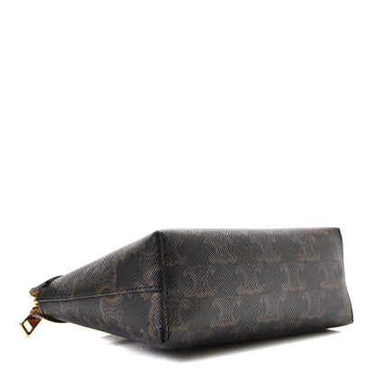 Celine Triomphe Canvas Calfskin Small Zipped Pouch Tan 3 of 7