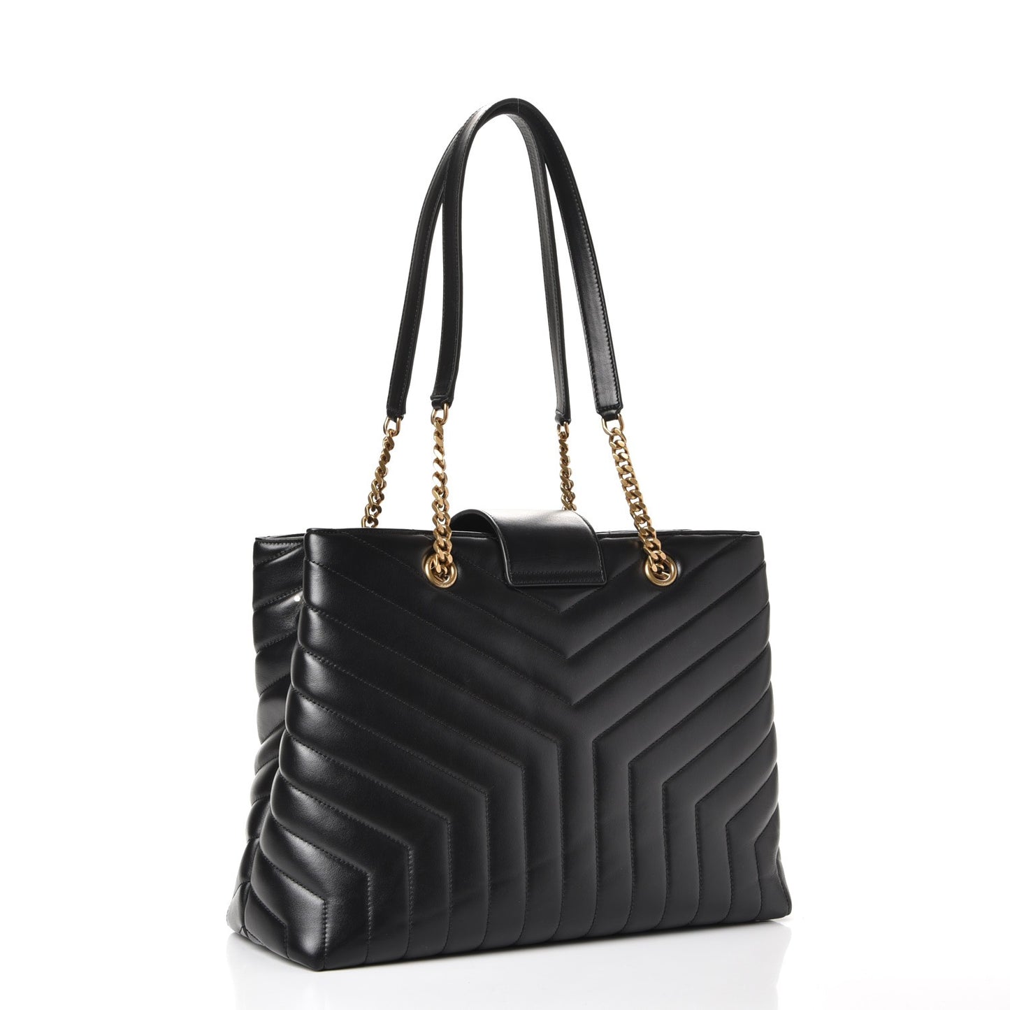 Calfskin Y Quilted Monogram Large Loulou Shopper Black