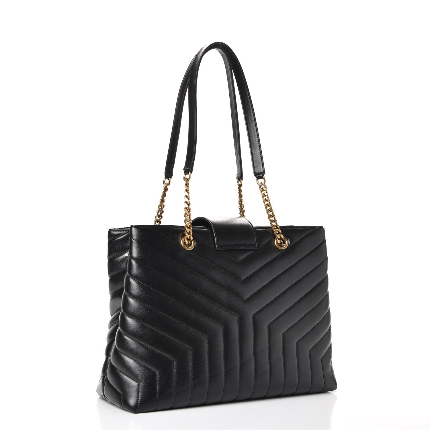 Saint Laurent Calfskin Y Quilted Monogram Large Loulou Shopper Black 3 of 7
