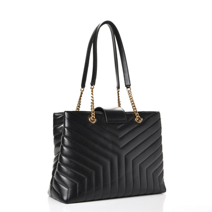 Saint Laurent Calfskin Y Quilted Monogram Large Loulou Shopper Black 3 of 7
