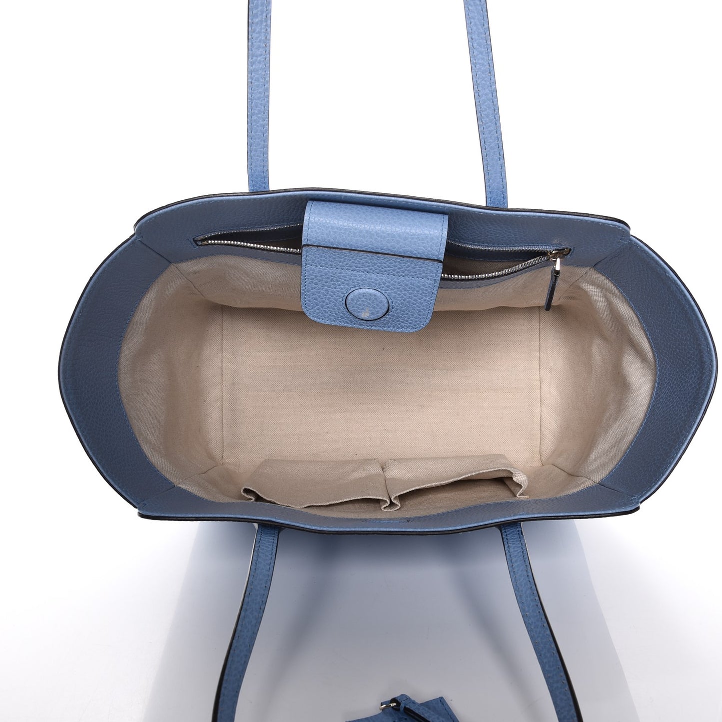 Dollar Calfskin Small Swing Tote Mineral Blue