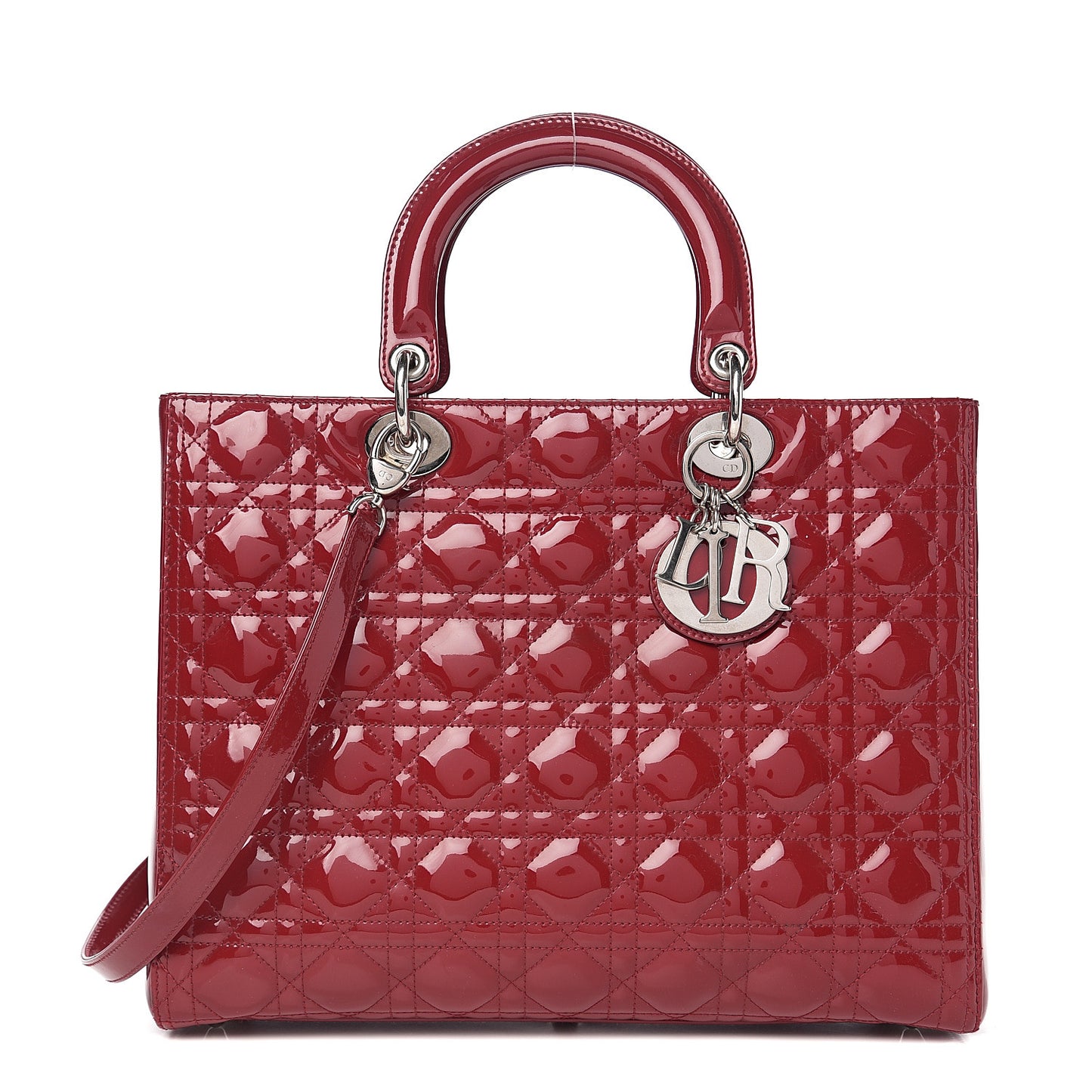 Patent Cannage Large Lady Dior Red