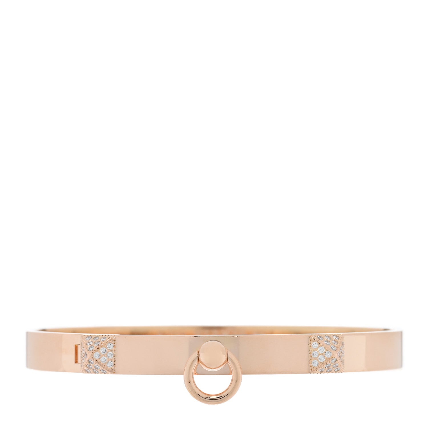Hermes 18K Rose Gold Diamond PM Collier De Chien Bracelet SH 1 of 3