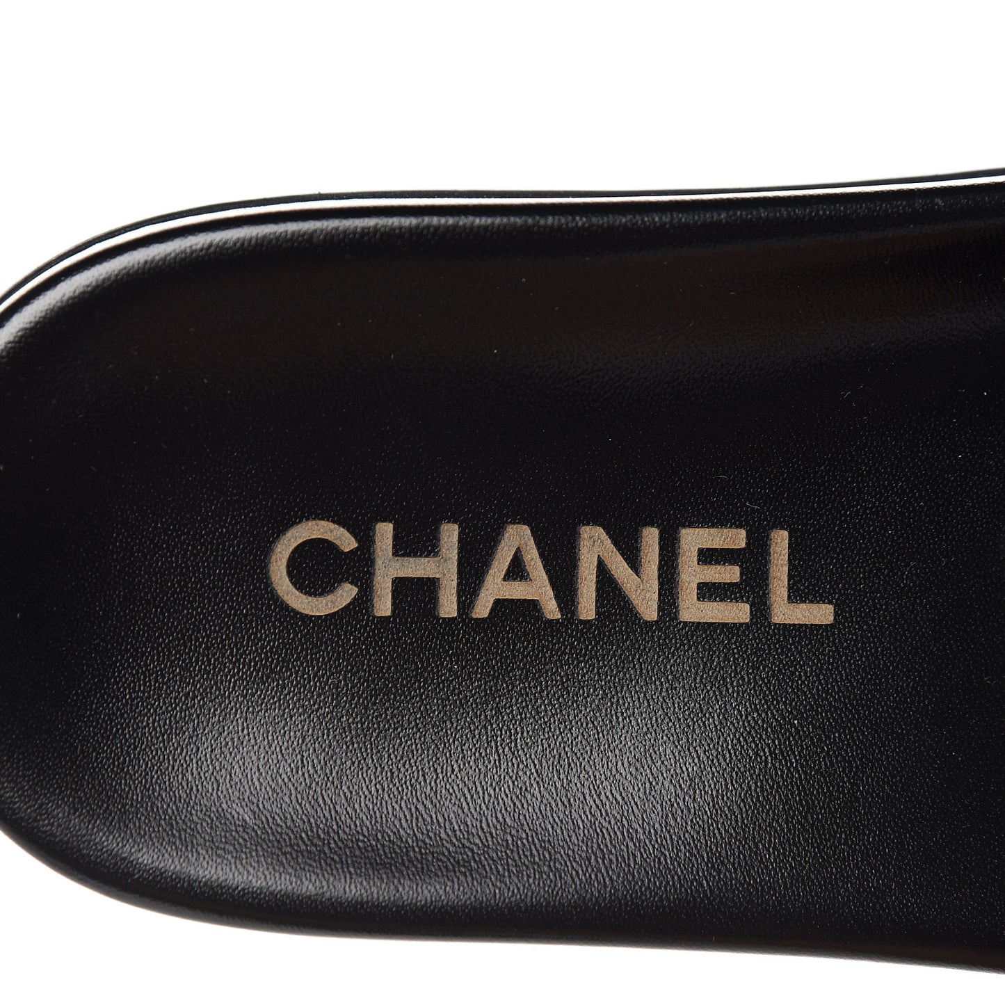 Metallic Lambskin Canvas Chain Flat Sandals 36 Dark Blue