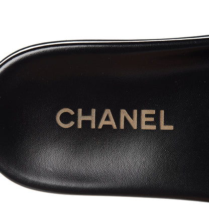 Chanel Metallic Lambskin Canvas Chain Flat Sandals 36 Dark Blue 7 of 9