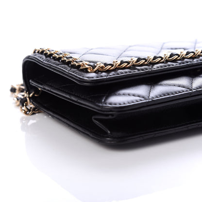Chanel Lambskin Quilted Chain Around Wallet On Chain WOC Black 8 of 11