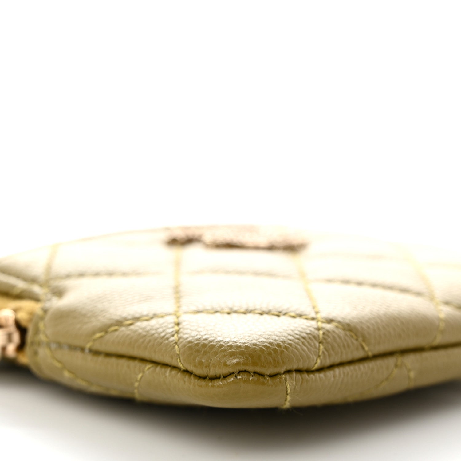 Chanel Caviar Metal Quilted Zip Card Holder Wallet Green 8 of 9