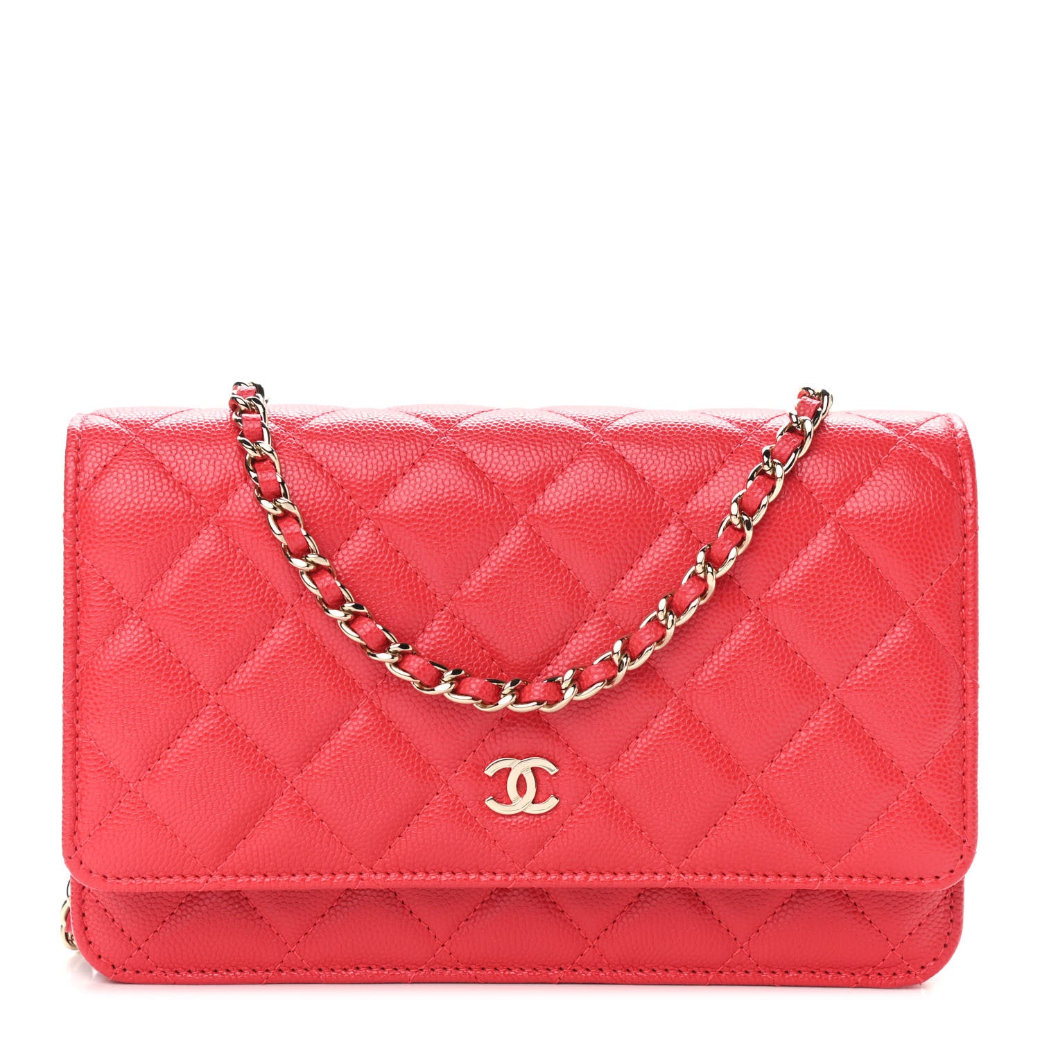 Chanel Caviar Quilted Wallet On Chain WOC Red 1 of 12