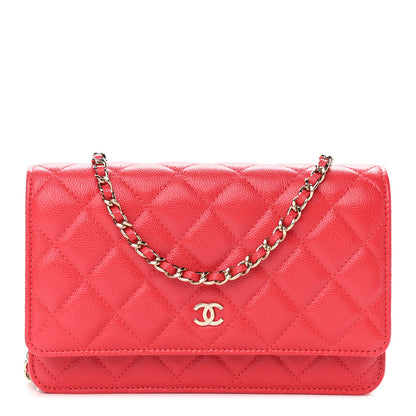 Chanel Caviar Quilted Wallet On Chain WOC Red 1 of 12